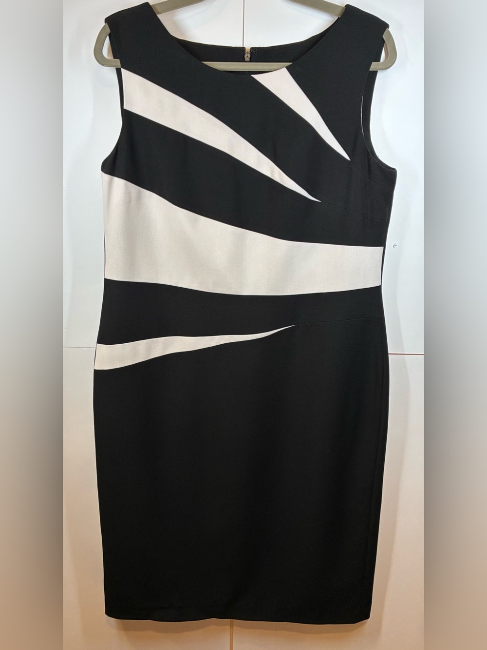 Black Label by Evan Picone Colorblock Sheath Dress Black White Size 12